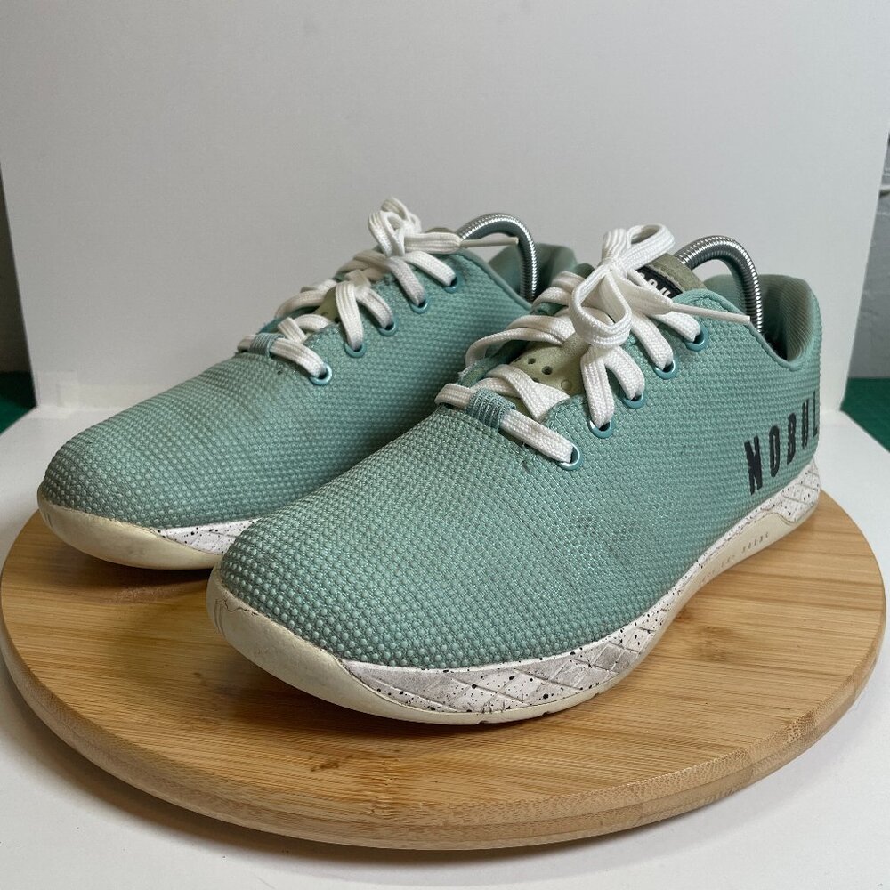 Nobull Women 10 Men 8.5 Blue White Superfabric Trainer Sneaker Athleisure Gym